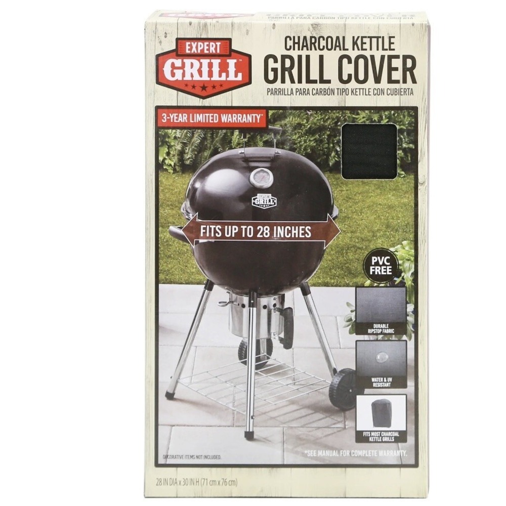 Expert Grill Charcoal Kettle Grill Cover 28 Inch Black Ripstop Water UV Resist